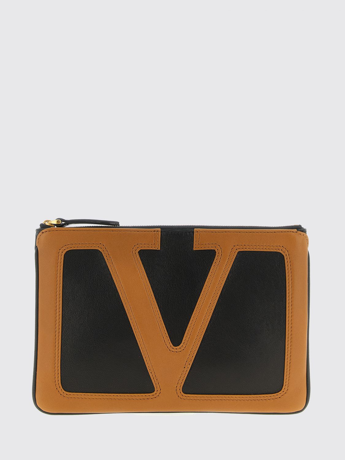 Valentino Viva Superstar Leather Envelope Clutch Bag In Brown