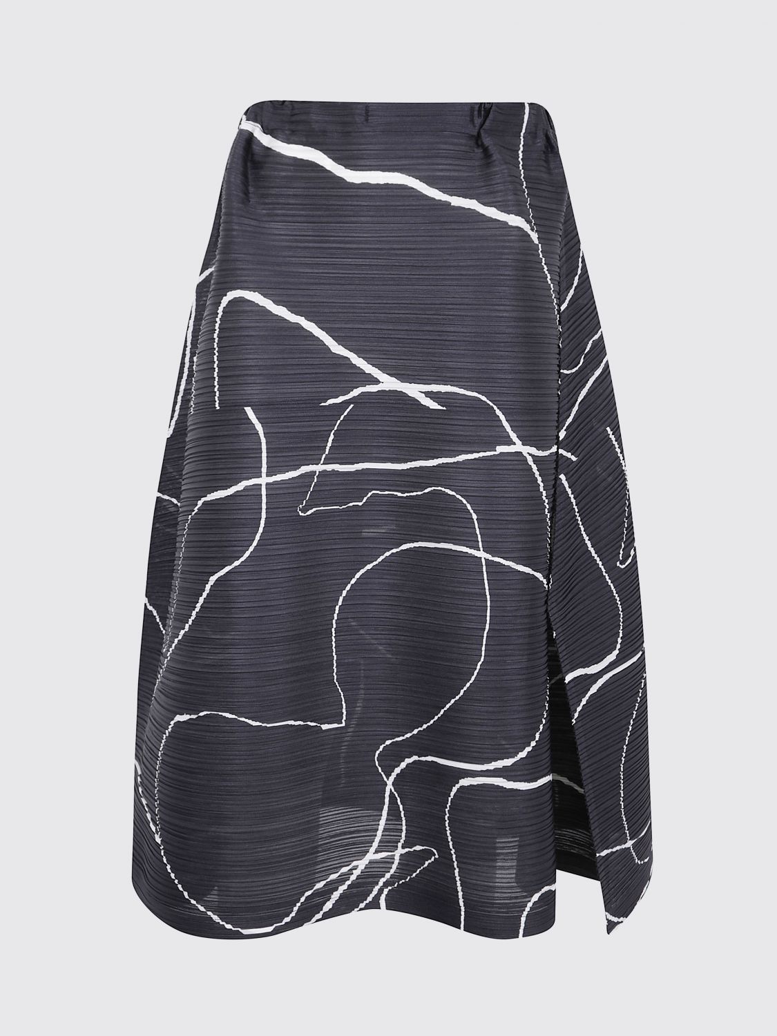 Issey Miyake Pleated Midi Skirt In Blue