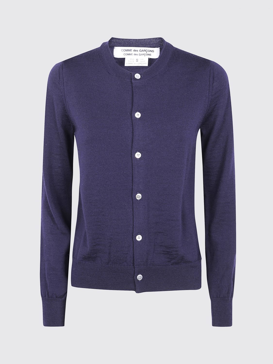 Comme Des Garçons Ribbed Hem Long Sleeve Crew Neck Cardigan In Animal Print