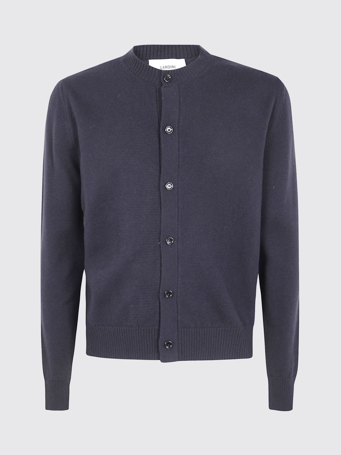 Lardini Long Sleeve Crew Neck Knit Sweater In Blue