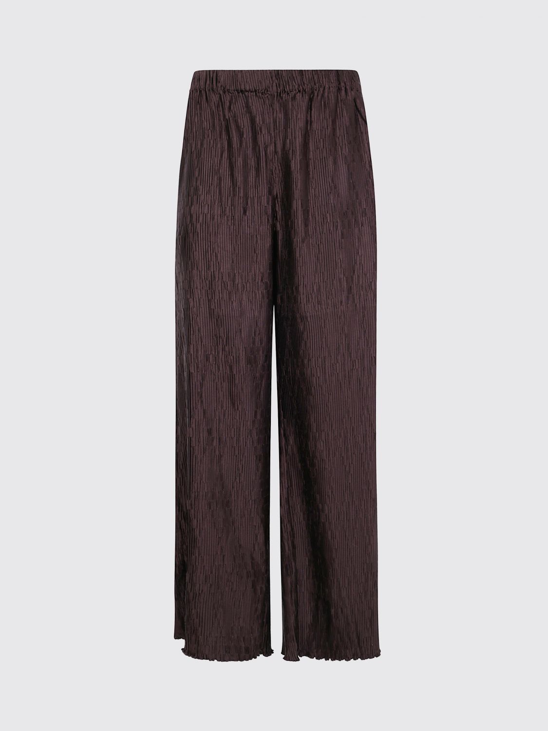 By Malene Birger Wide Leg Textured Fabric Trousers In Brown