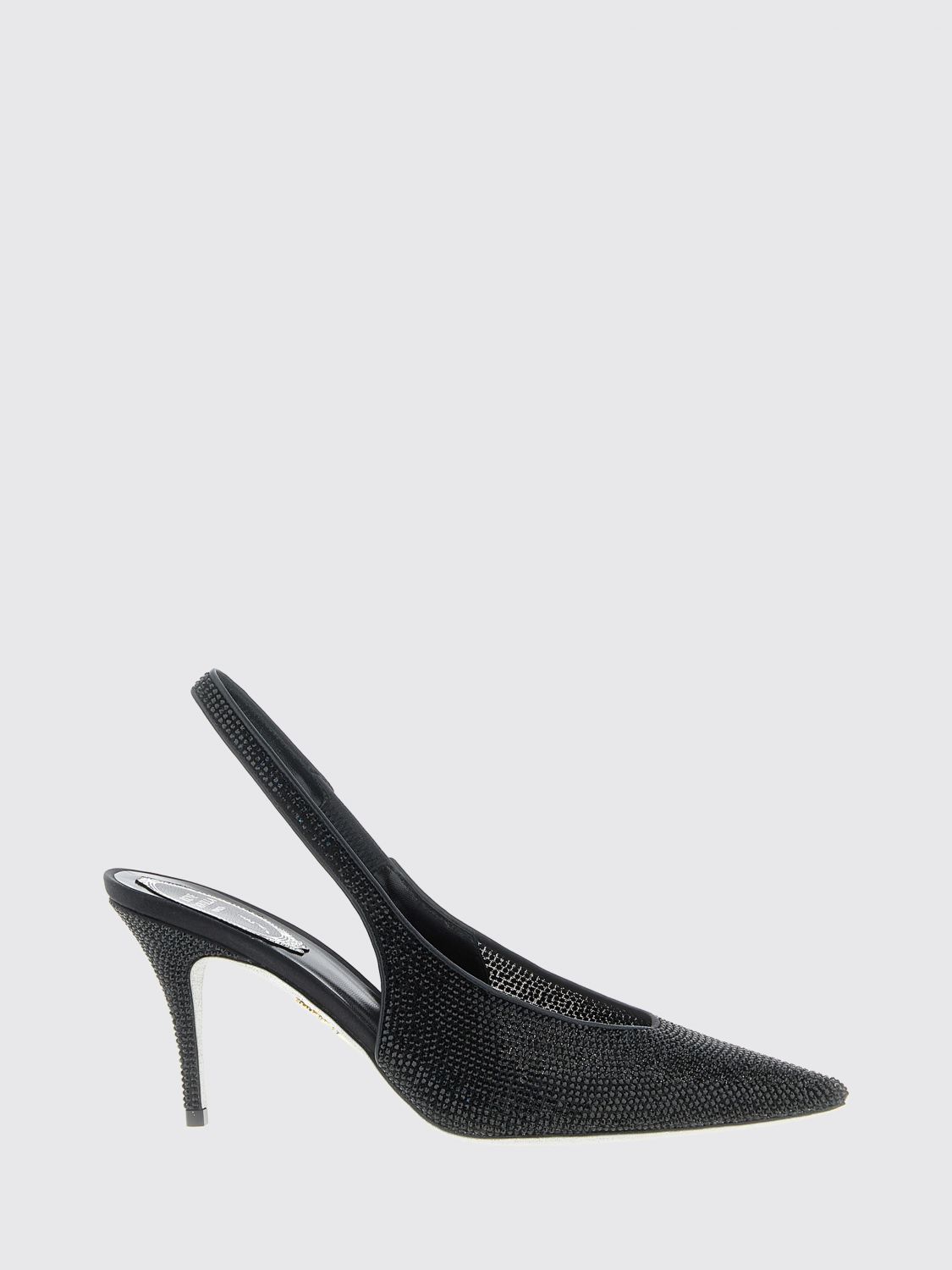 René Caovilla Black Slingback Heels In Black