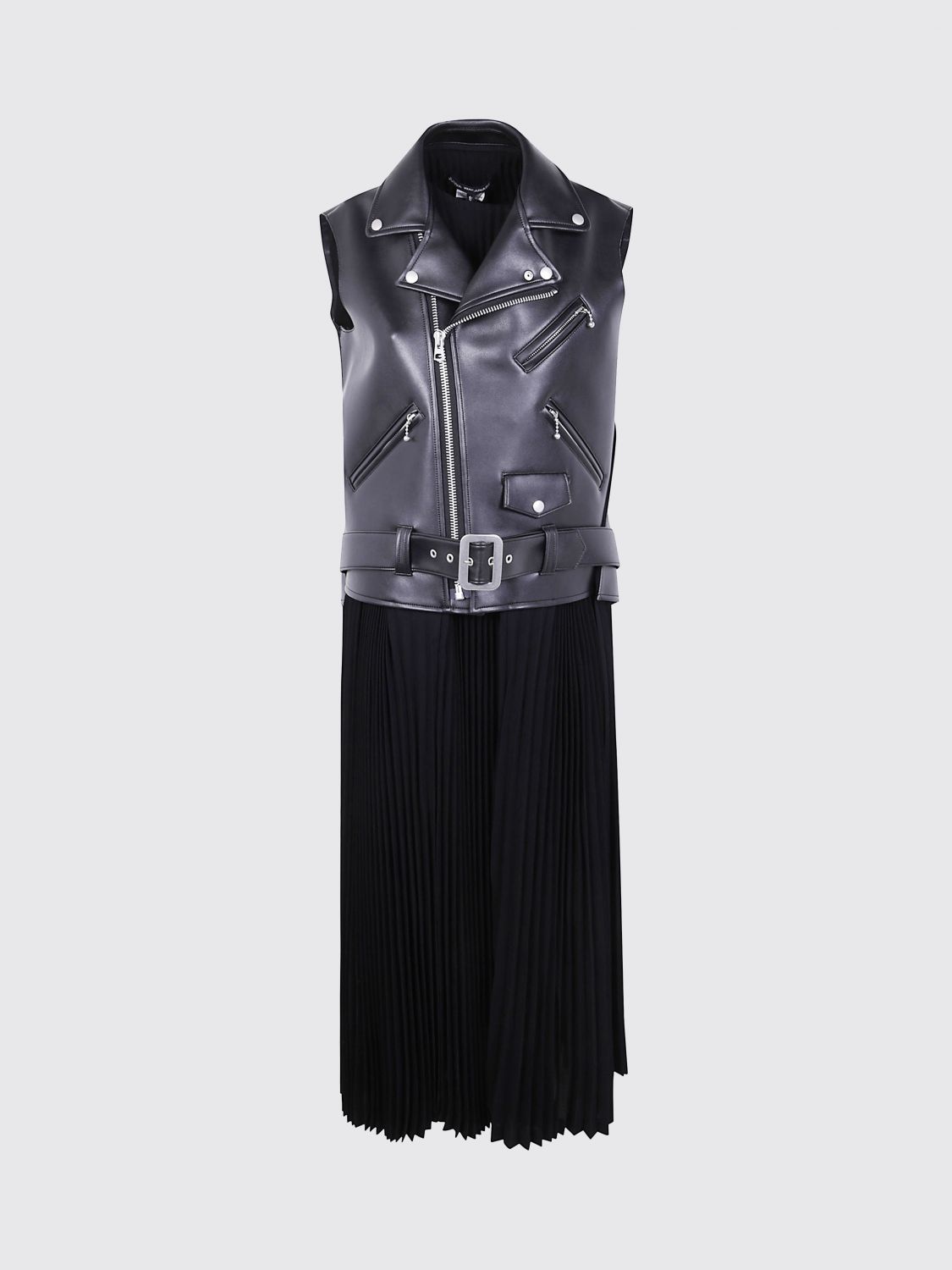 Junya Watanabe Sleeveless Long Jacket Belted Waist In Black