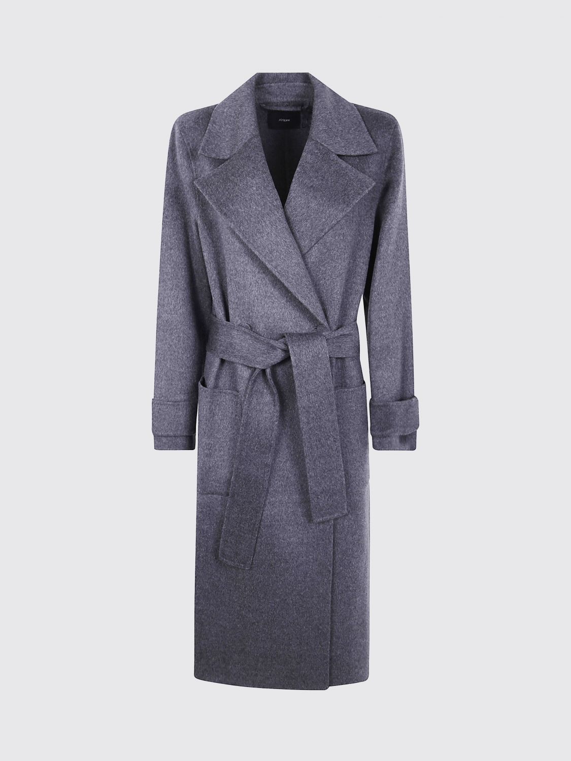 Joseph Belted Wool Coat In Gray
