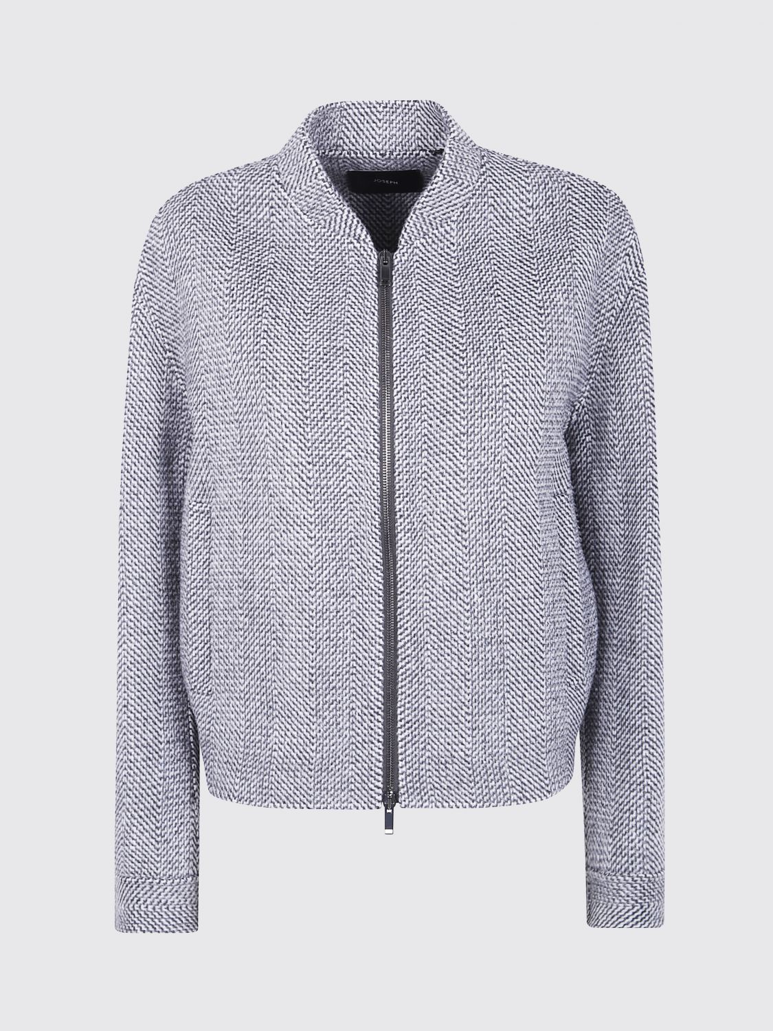 Joseph Herringbone-pattern Zip-front Jacket In Black