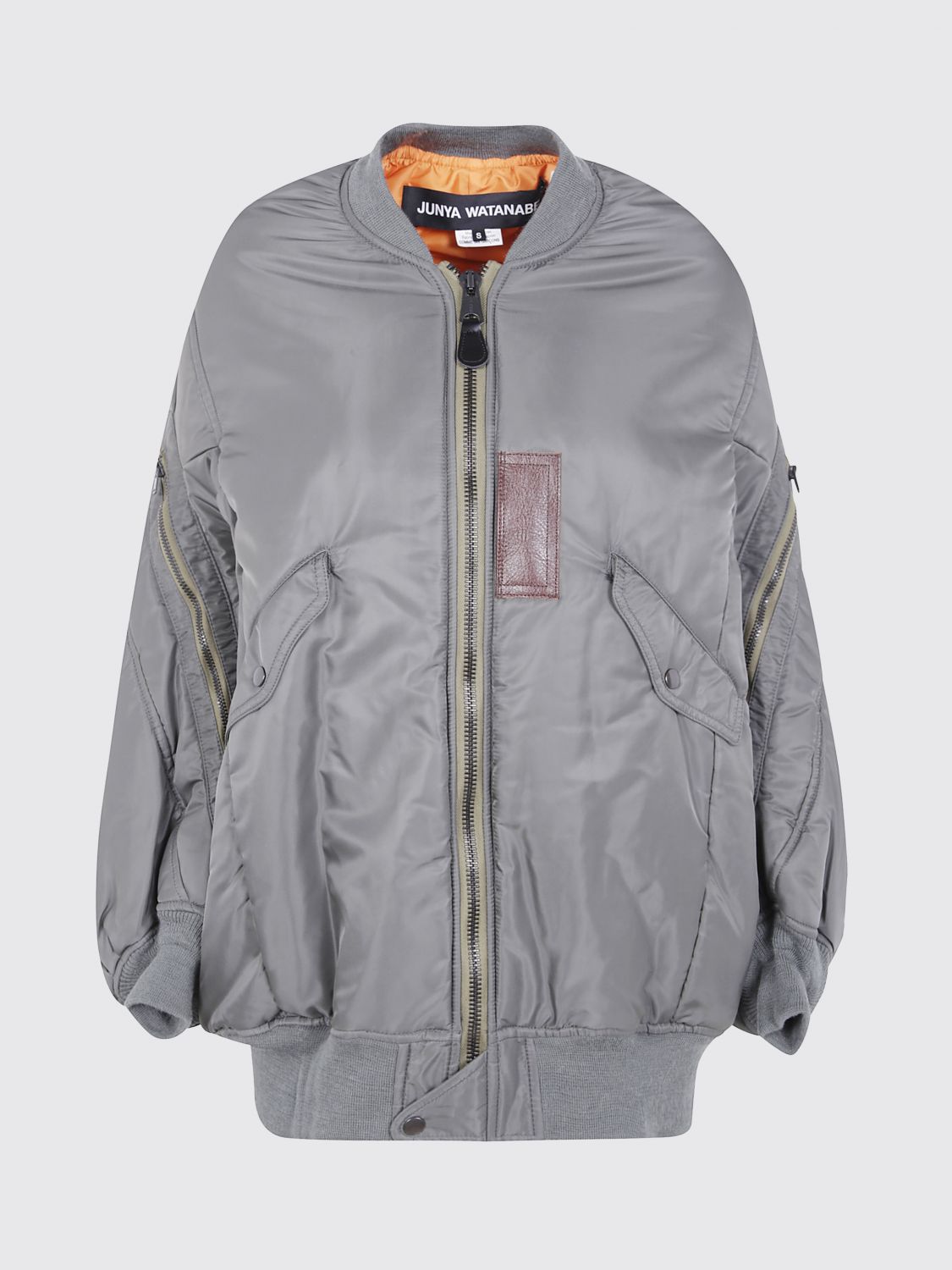 Junya Watanabe Oversized Bomber Jacket Ribbed Cuffs In Gray
