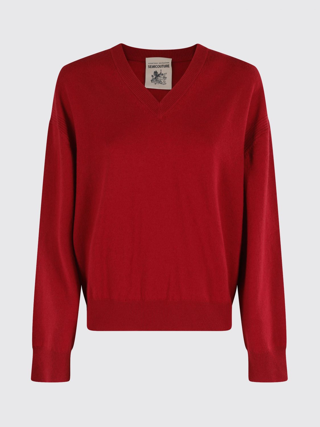 Semicouture Semi Couture V-neck Ruby Sweater With Long Sleeves In Red