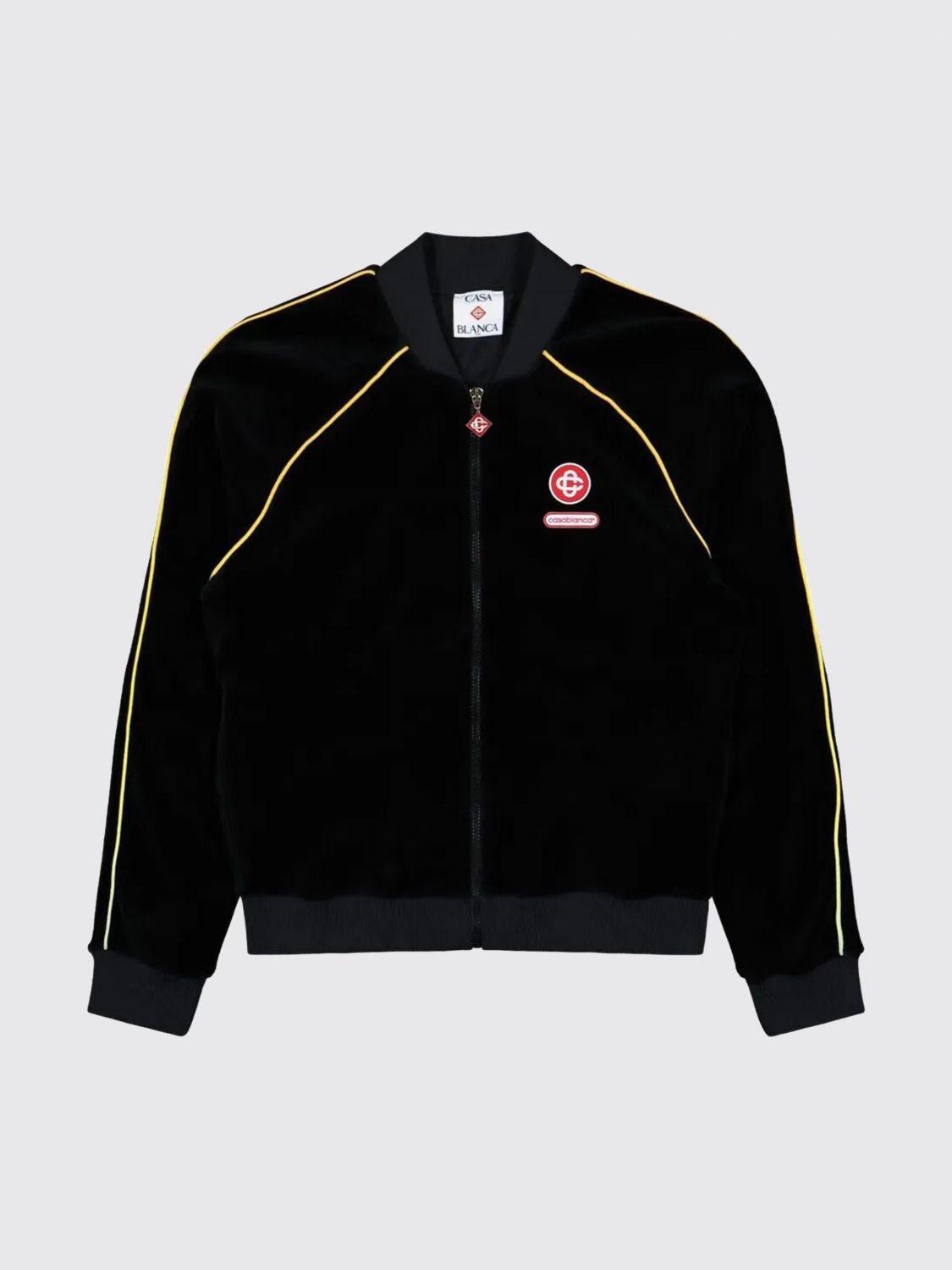 Casablanca Mens Velour Logo-patch Cotton-blend Track Jacket Black In Black