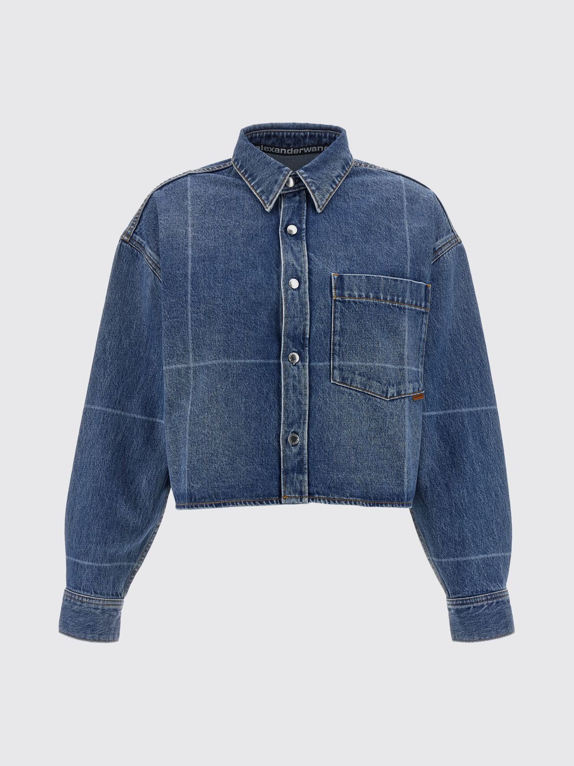 Alexander Wang Cropped Denim Shirt In Blue