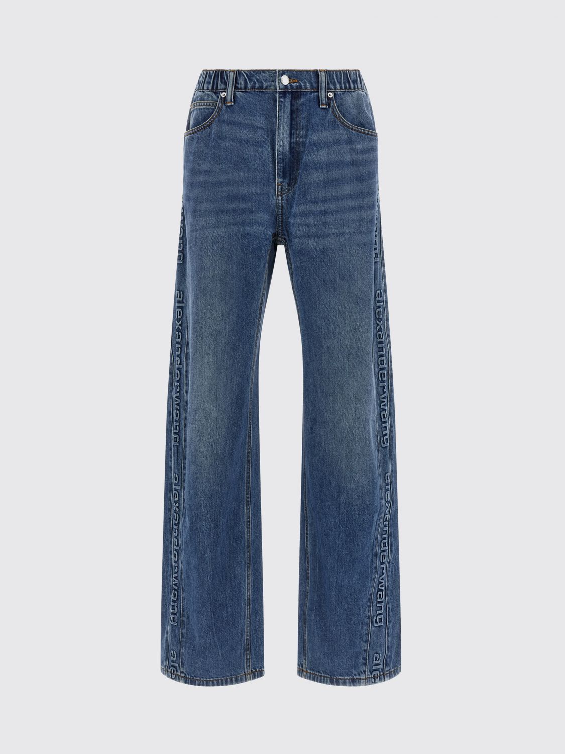 Alexander Wang Embossed Logo Jeans In Blue