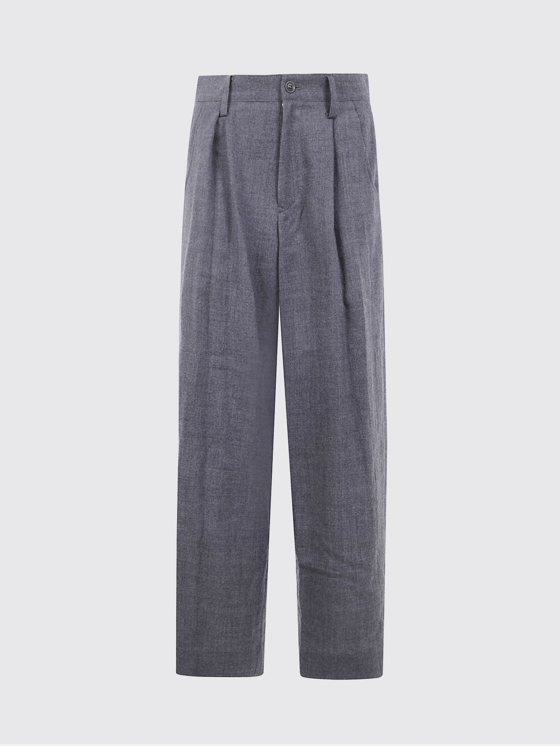 Y's Pleated-front Wool Trousers In Gray