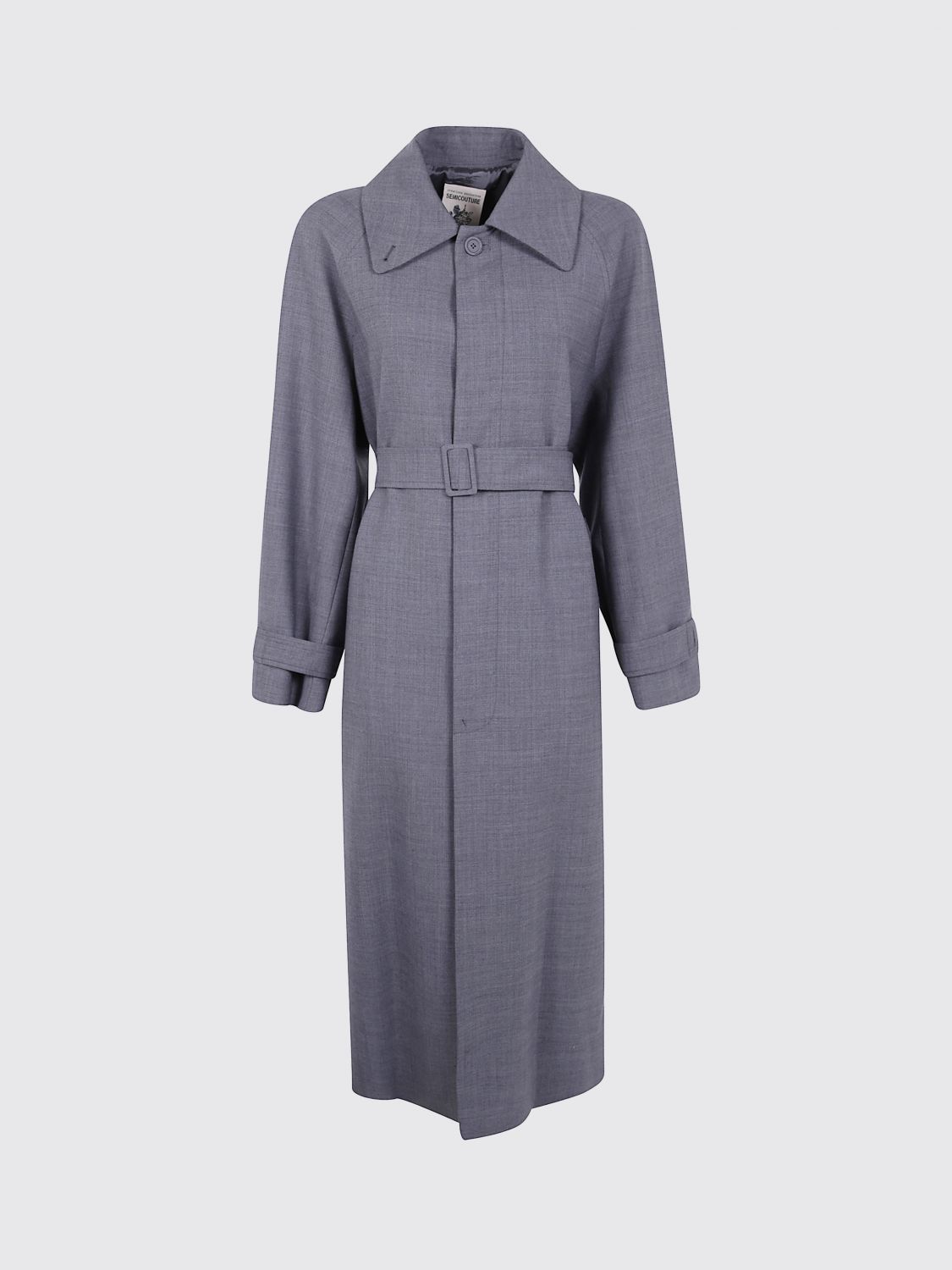 Semicouture Waist Belted Trench Coat In Gray