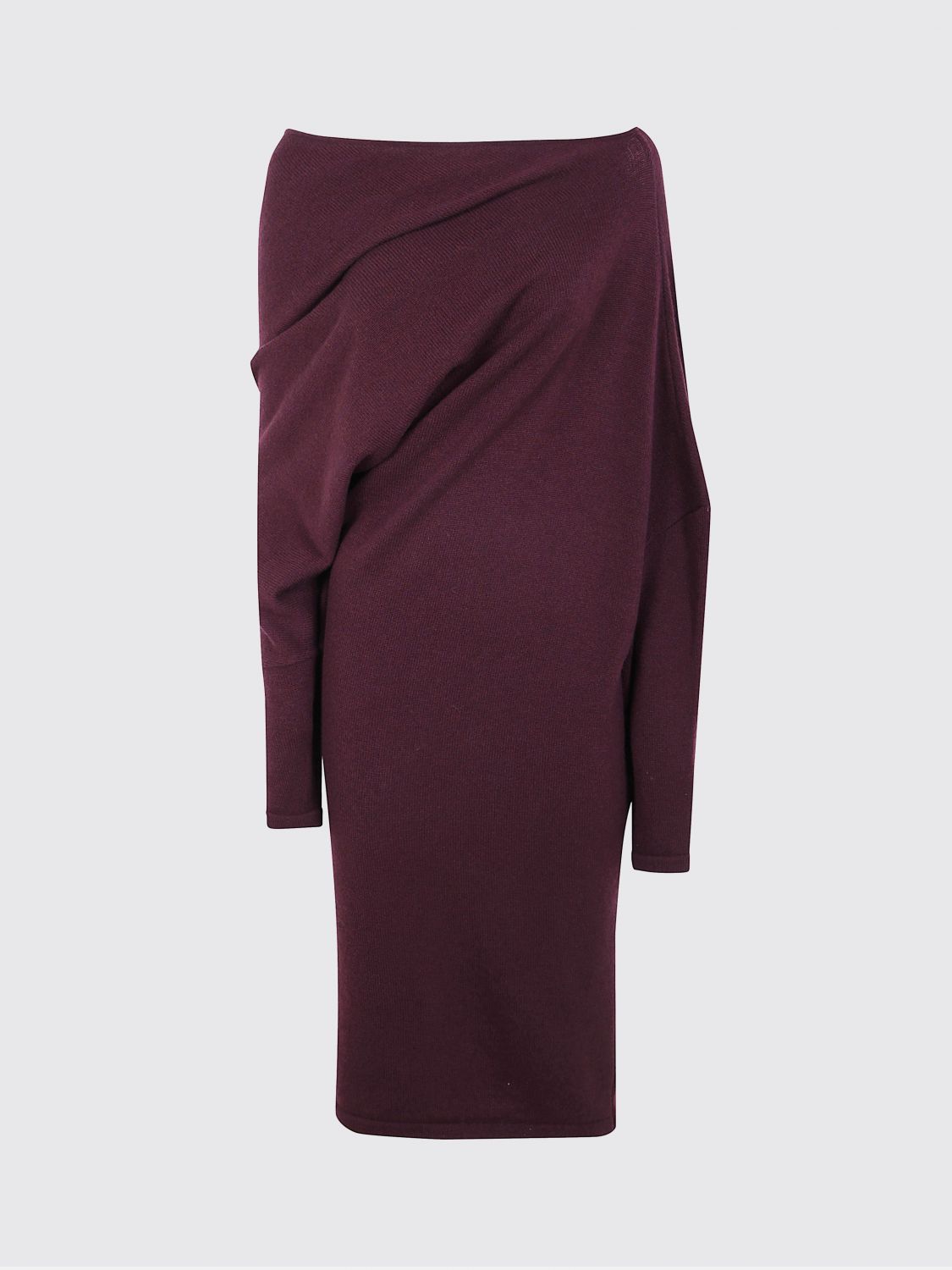Gianluca Capannolo Asymmetric Draped Wool Dress In Brown