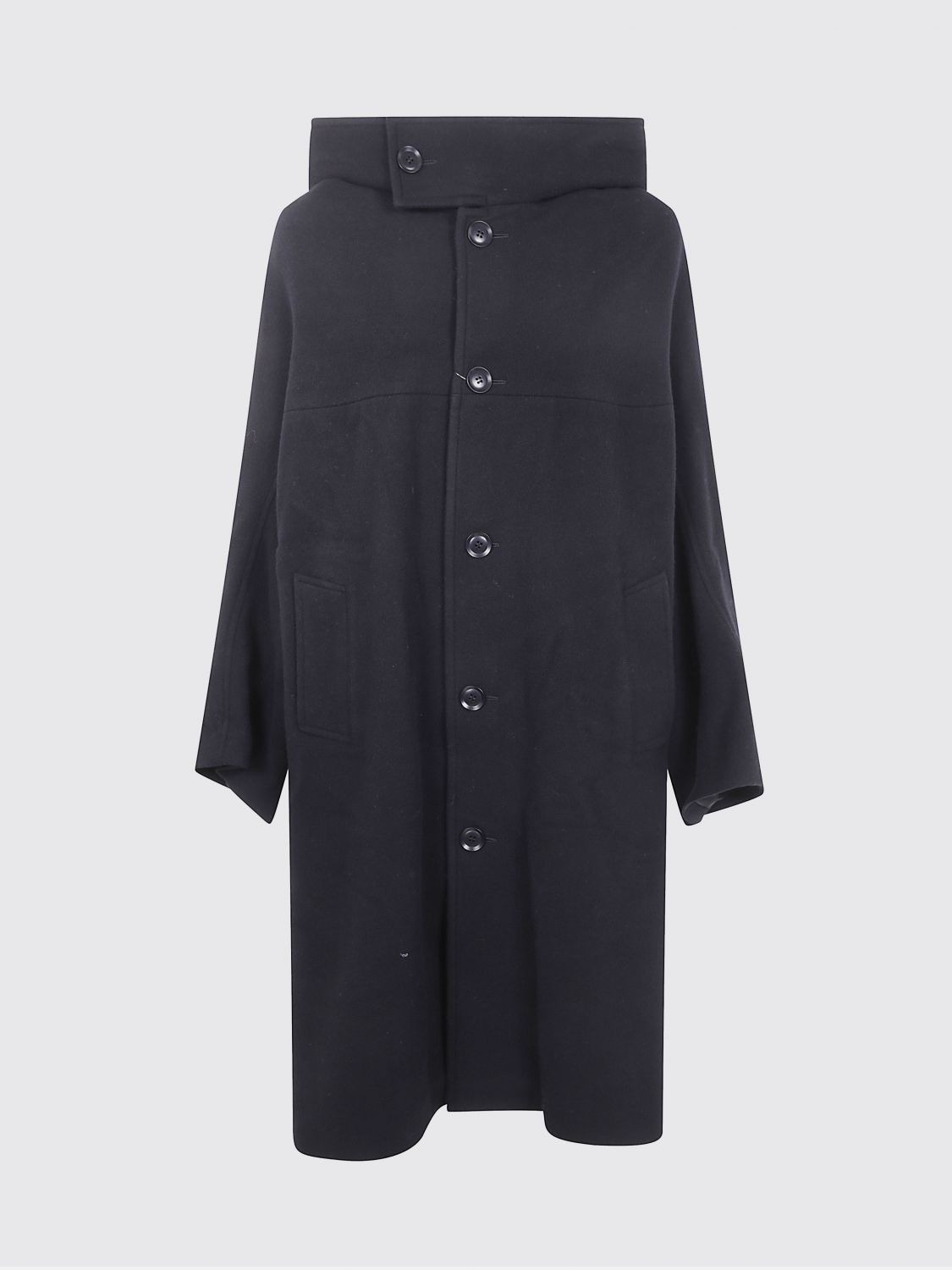 Y's U Long Cape Coat In Black