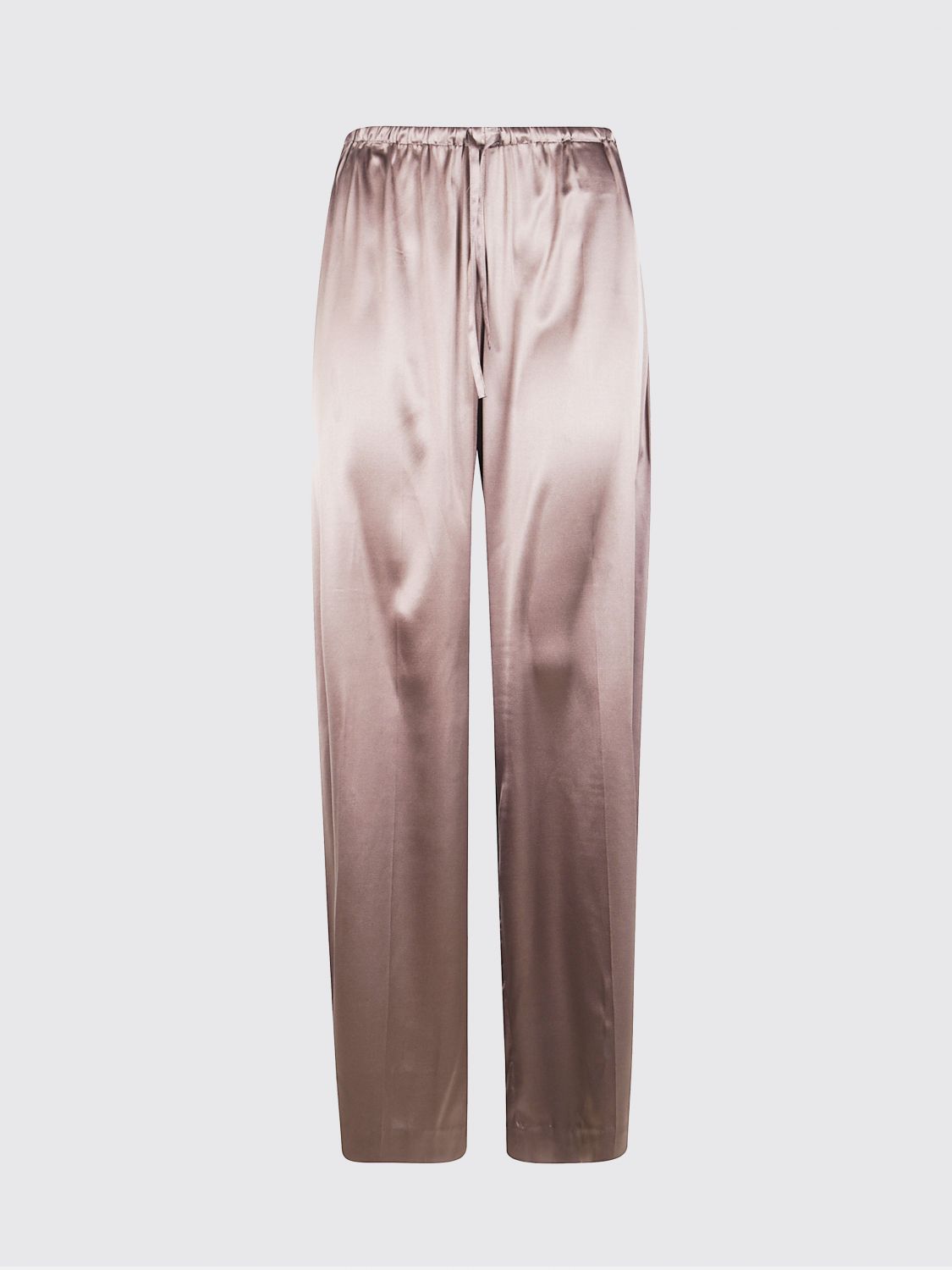 Dries Van Noten Puvis Bis Long 2033 Satin Trousers In Brown