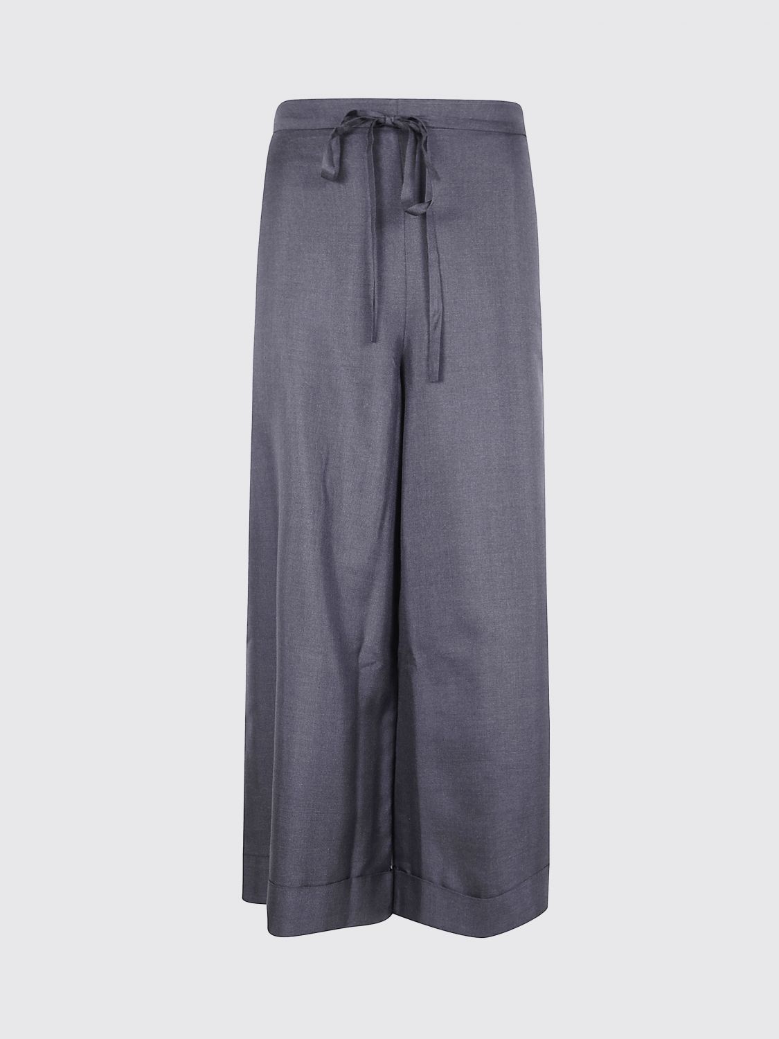 Daniela Gregis Drawstring Silk Trousers In Gray