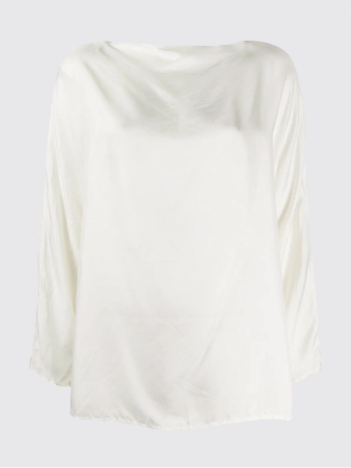 Daniela Gregis Lightweight Long Sleeve Blouse With Boat Neck In Neutral