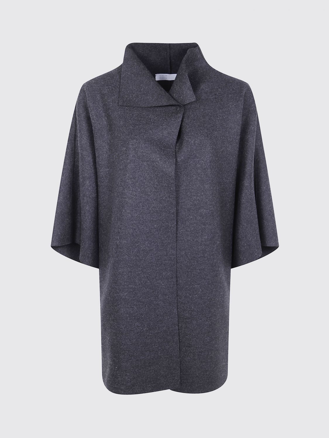 Harris Wharf London Mantle High-neck Half-sleeve Coat In Gray