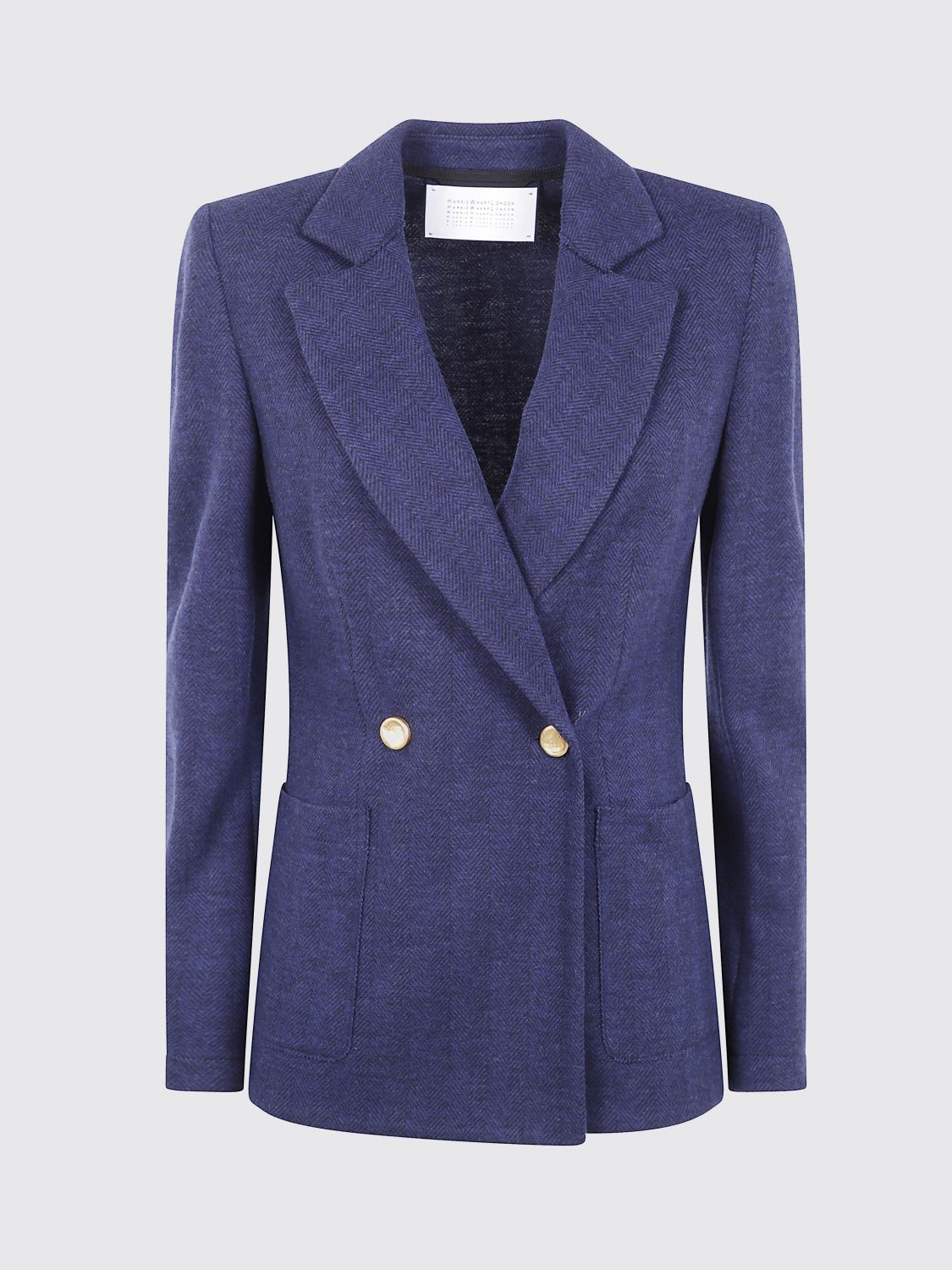 Harris Wharf London Herringbone Double-breasted Jacket In Blue