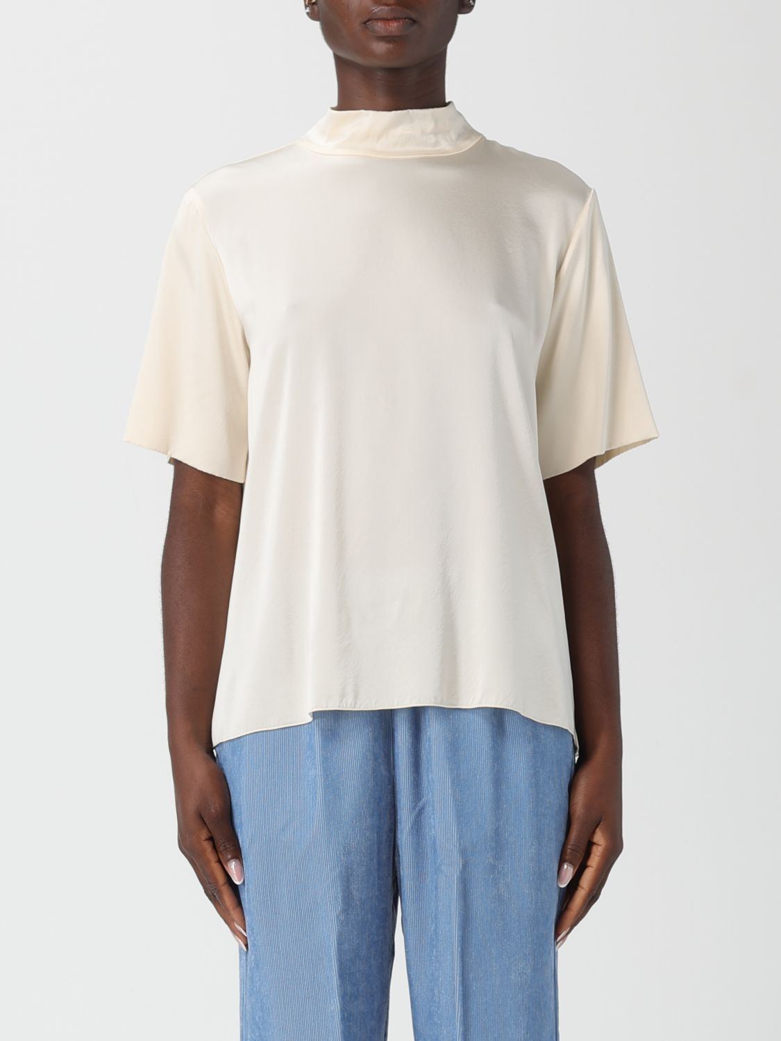 Forte Forte Stretch Silk Satin Top In White