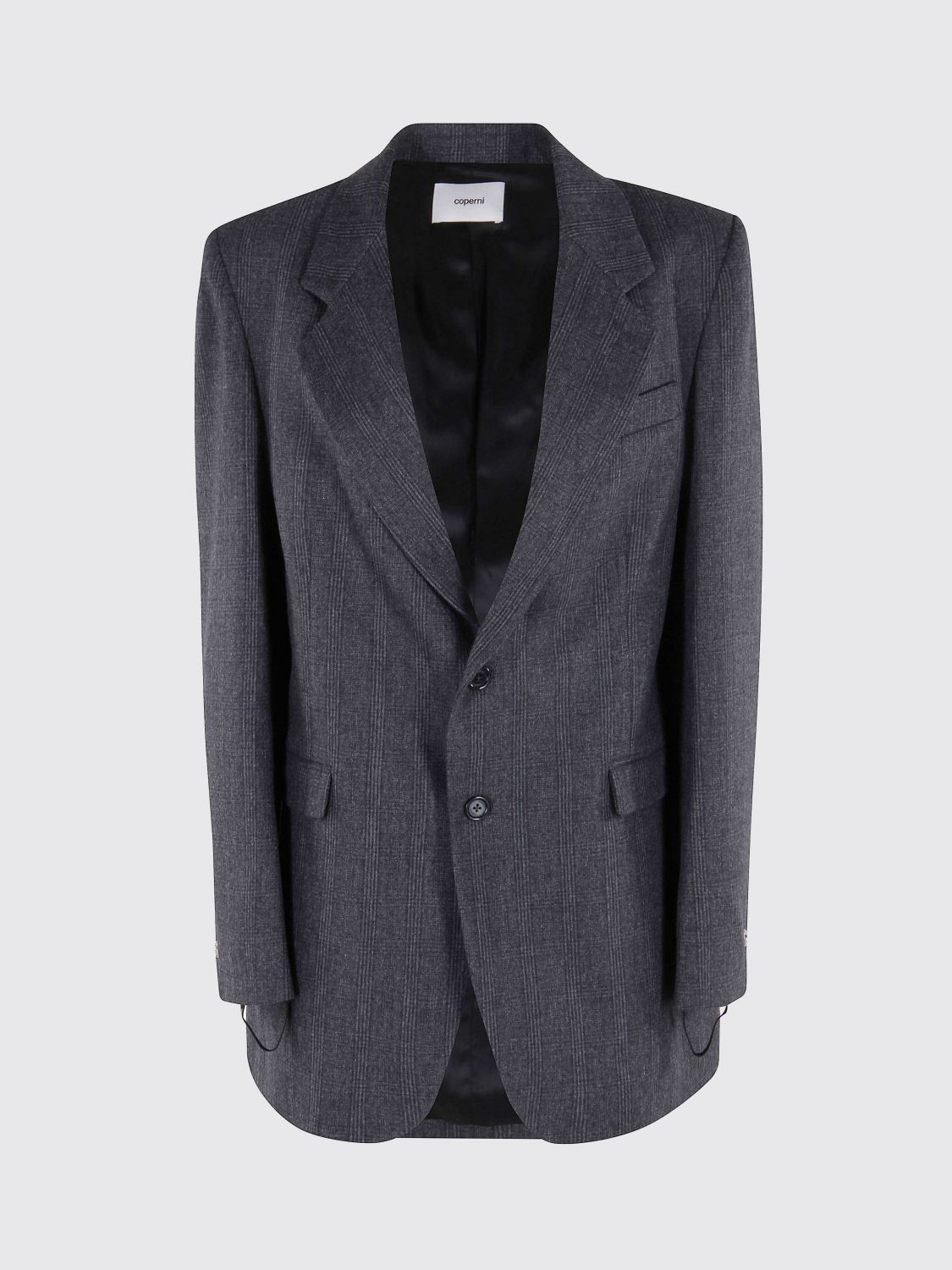Coperni Gray Wool Blazer With Check Pattern In Gray