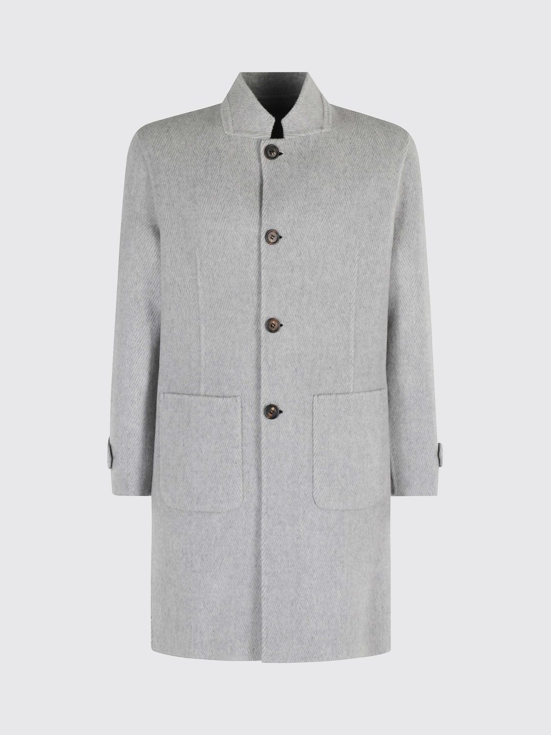 Eleventy Herringbone Wool And Cashmere-blend Overcoat In Gray