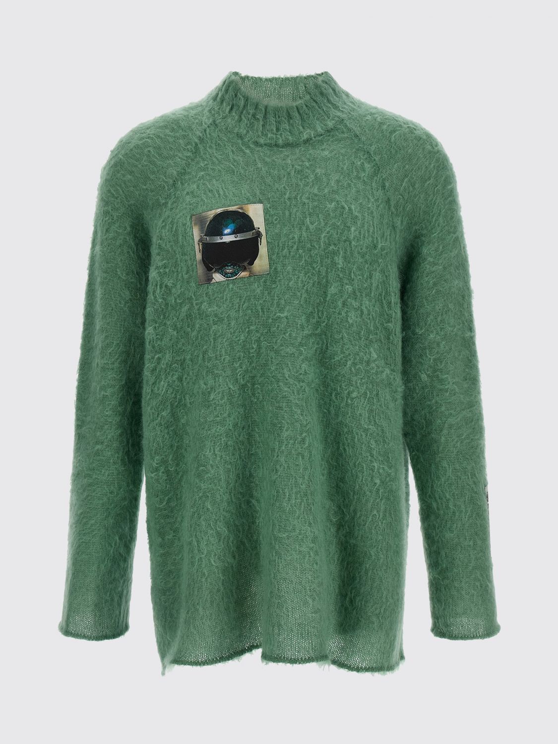 Undercover Textured Knit Sweater Graphic Patch In Green