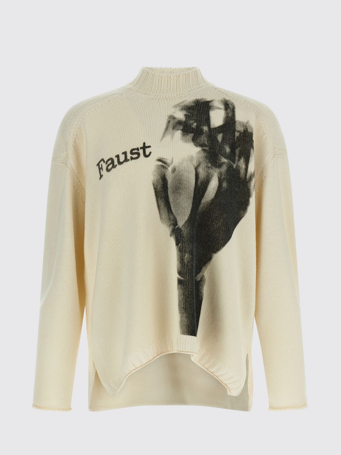 Undercover Asymmetric Hem Graphic Print Sweater In Neutral