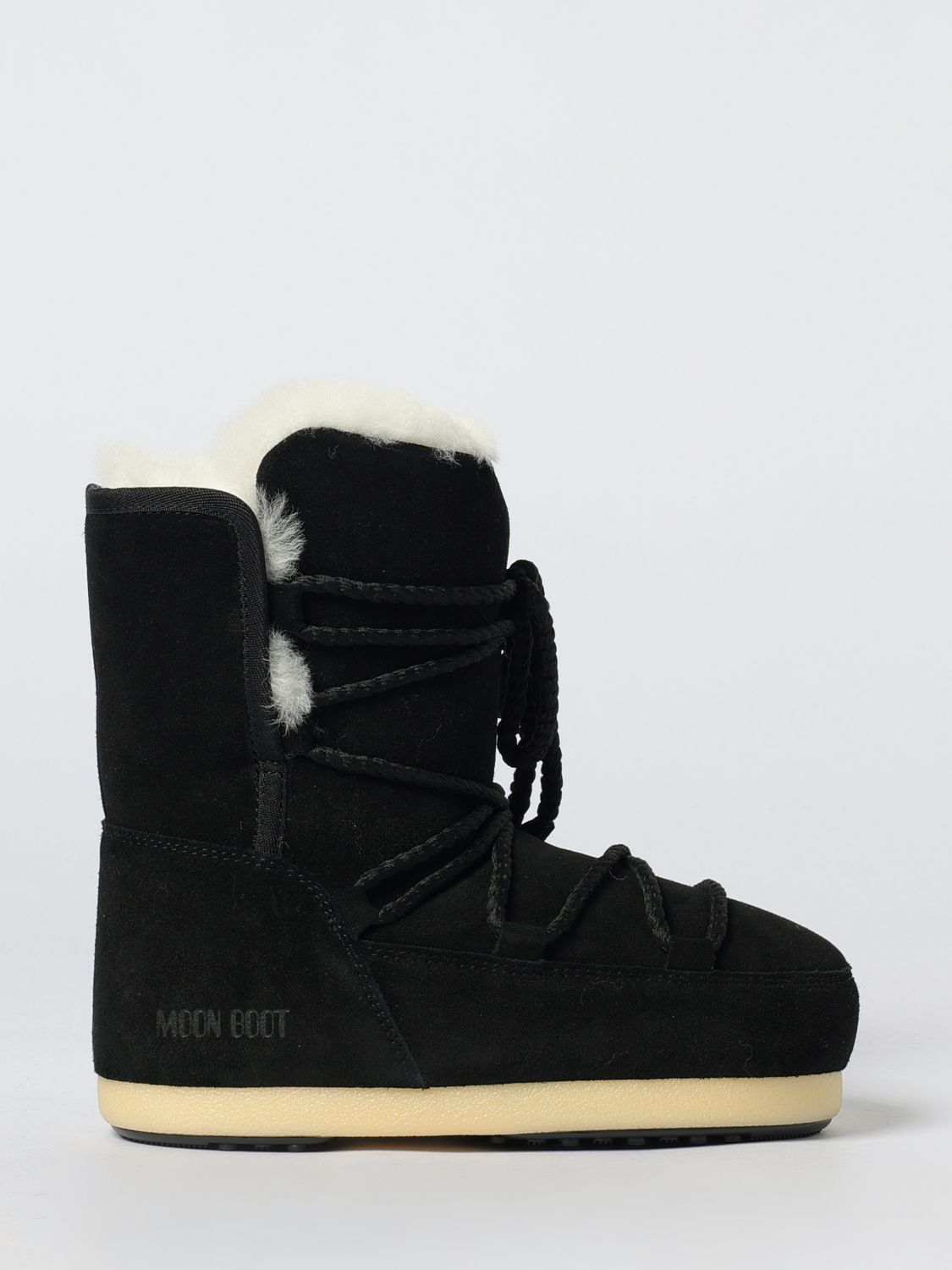 Moon Boot Suede And Shearling Ankle Boots In Black