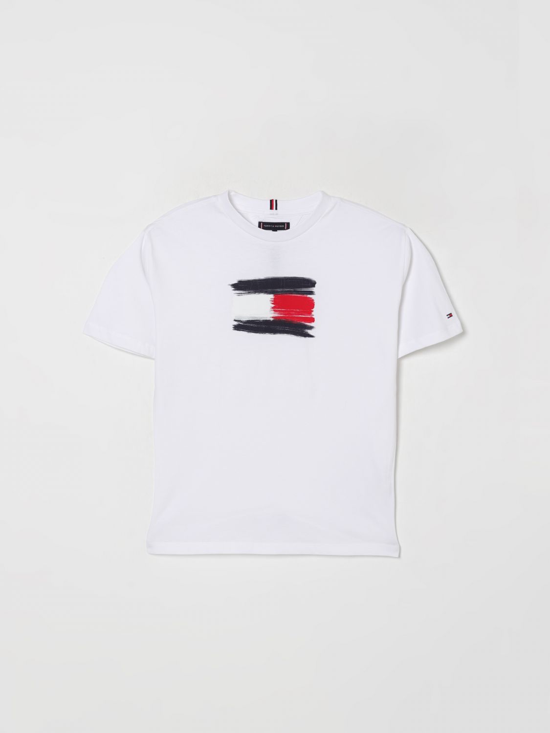 Tommy Hilfiger Kids' White T-shirt For Boy With Flag