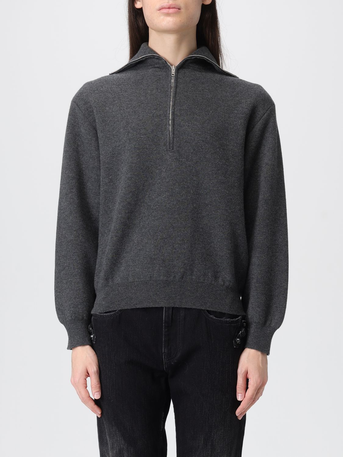 Balenciaga High Neck Sweater Lateral Zip Detail In Gold