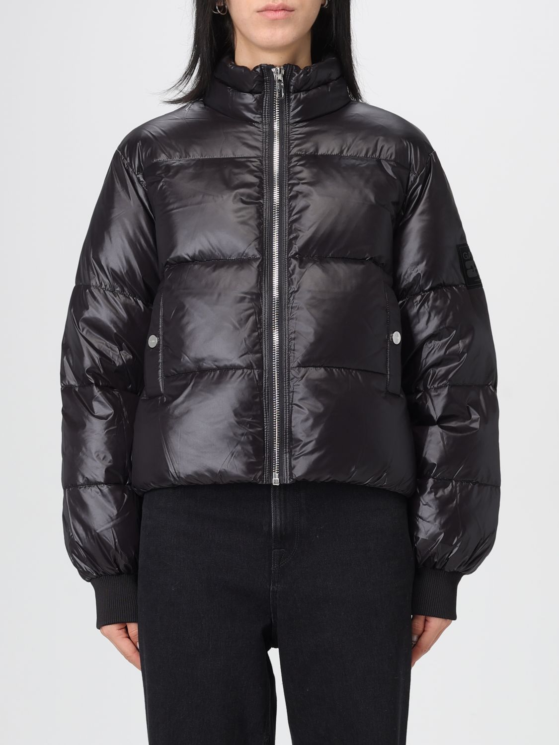 Ganni Short Padded Jacket In Black