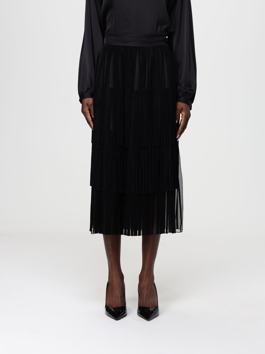 Dolce & Gabbana Silk Organza Midi Skirt In Black