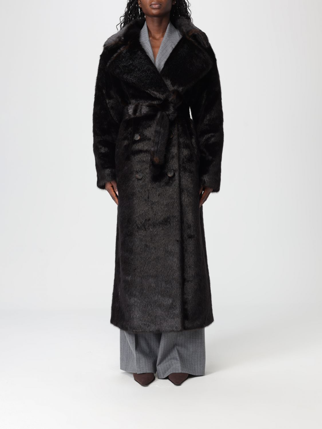 The Frankie Shop Coat Woman Color Brown In Black