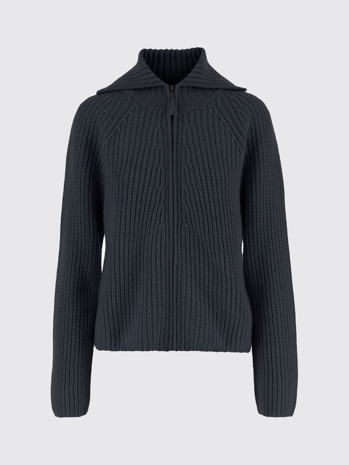 Allude Wool And Cashmere Zip-up Sweater In Blue