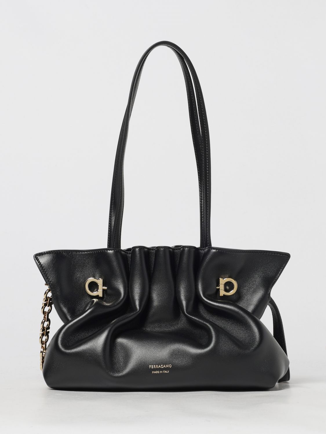 Ferragamo Medium Soft Shoulder Bag In Black