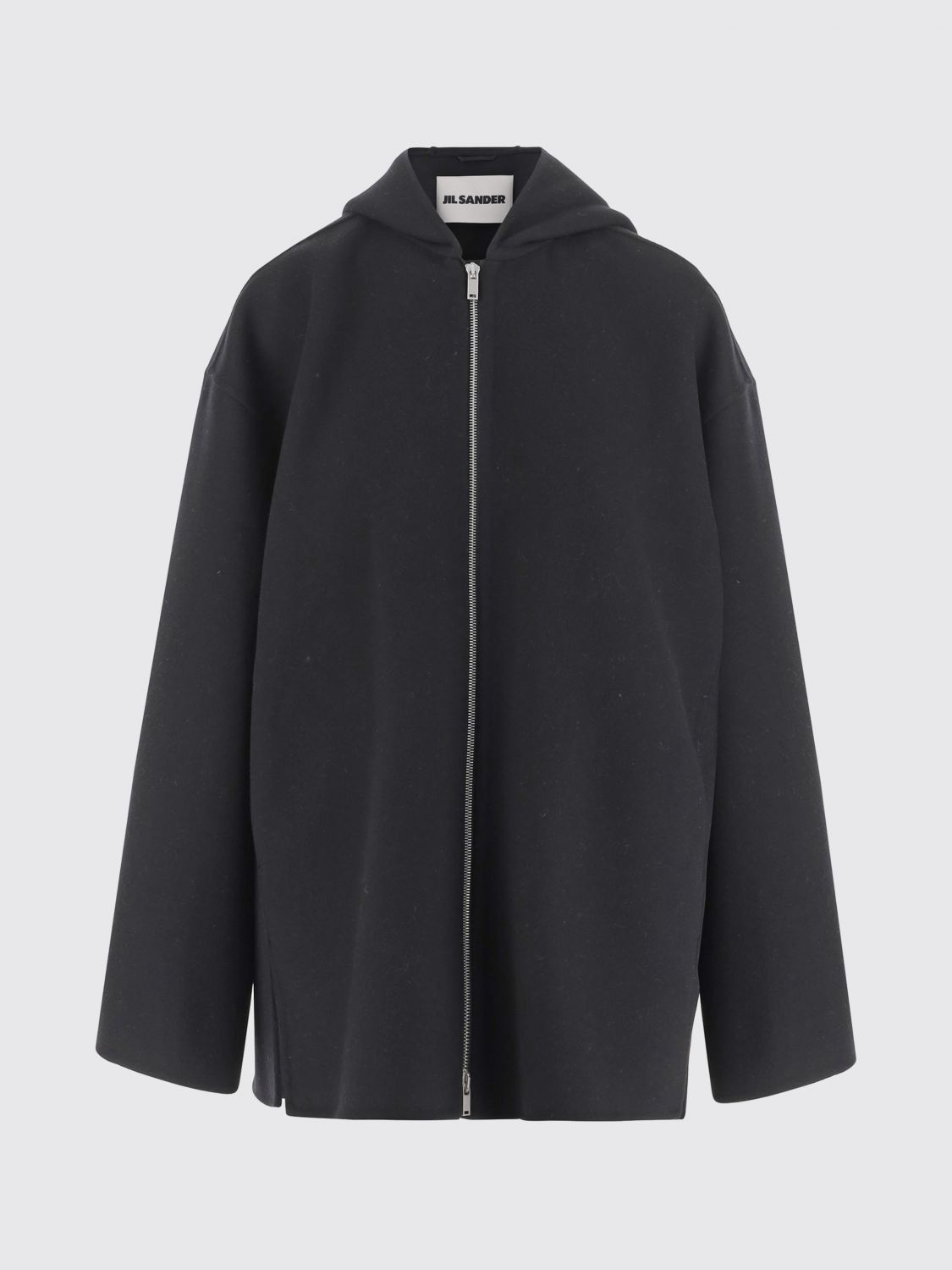 Jil Sander Wool Jacket With Hood And Button Cuffs In Black