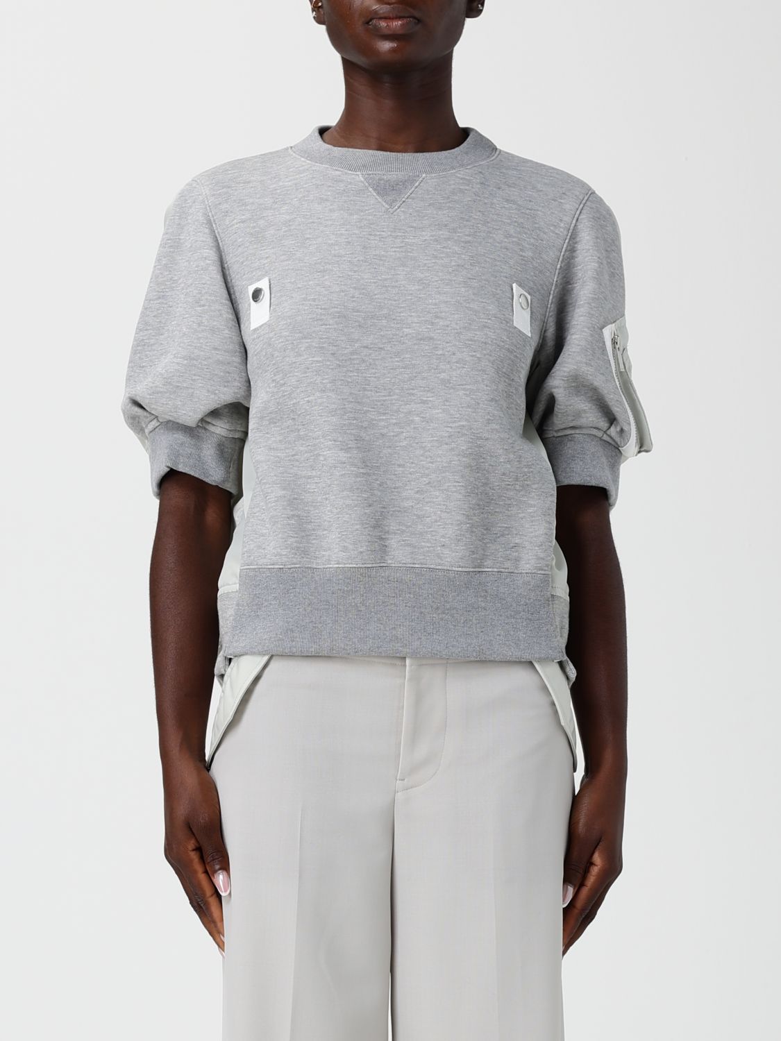 Sacai Long-sleeved Sweatshirt In Gray