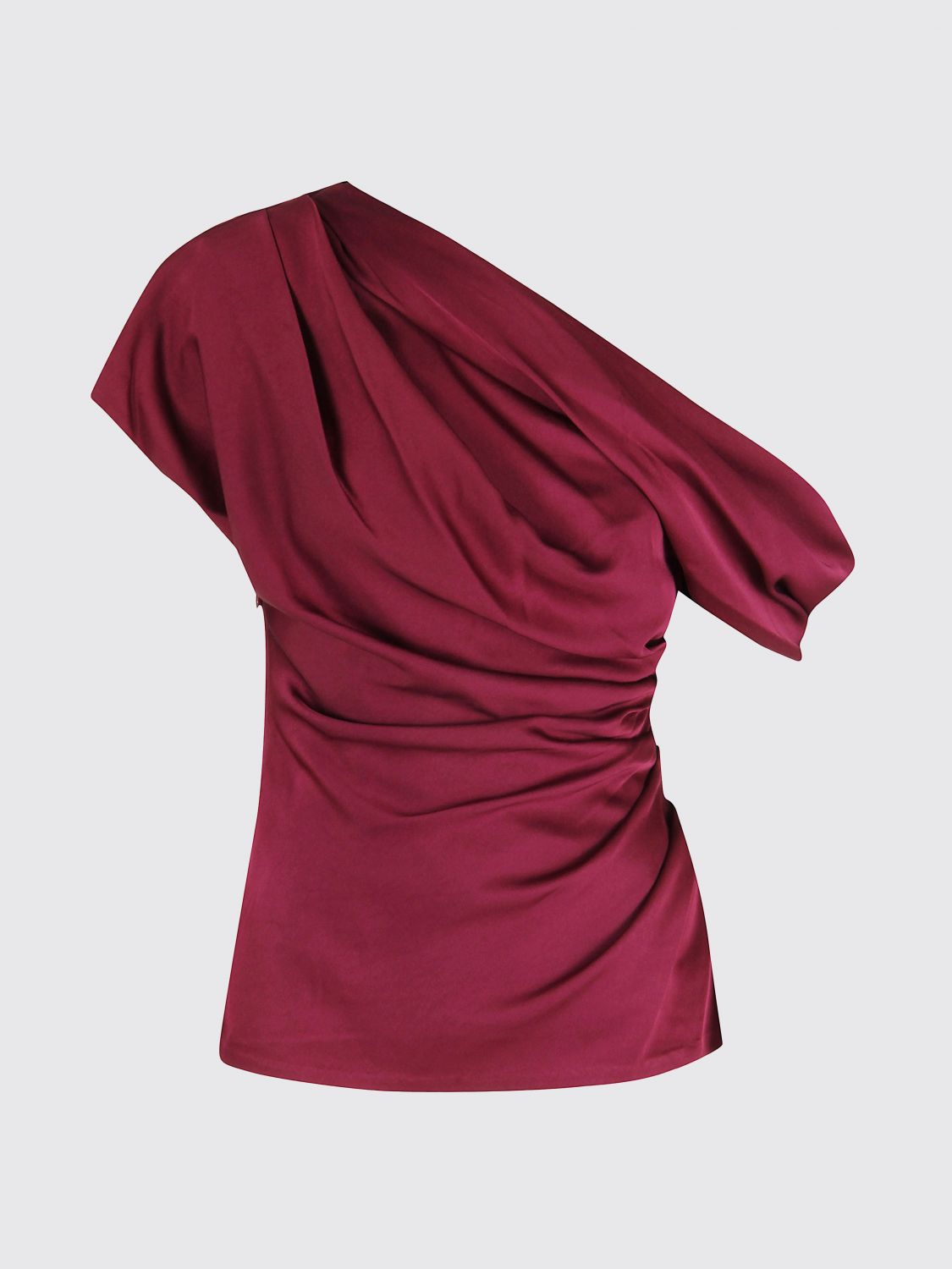 Simkhai Women's Phoebe Draped Satin Top In Cranberry In Burgundy