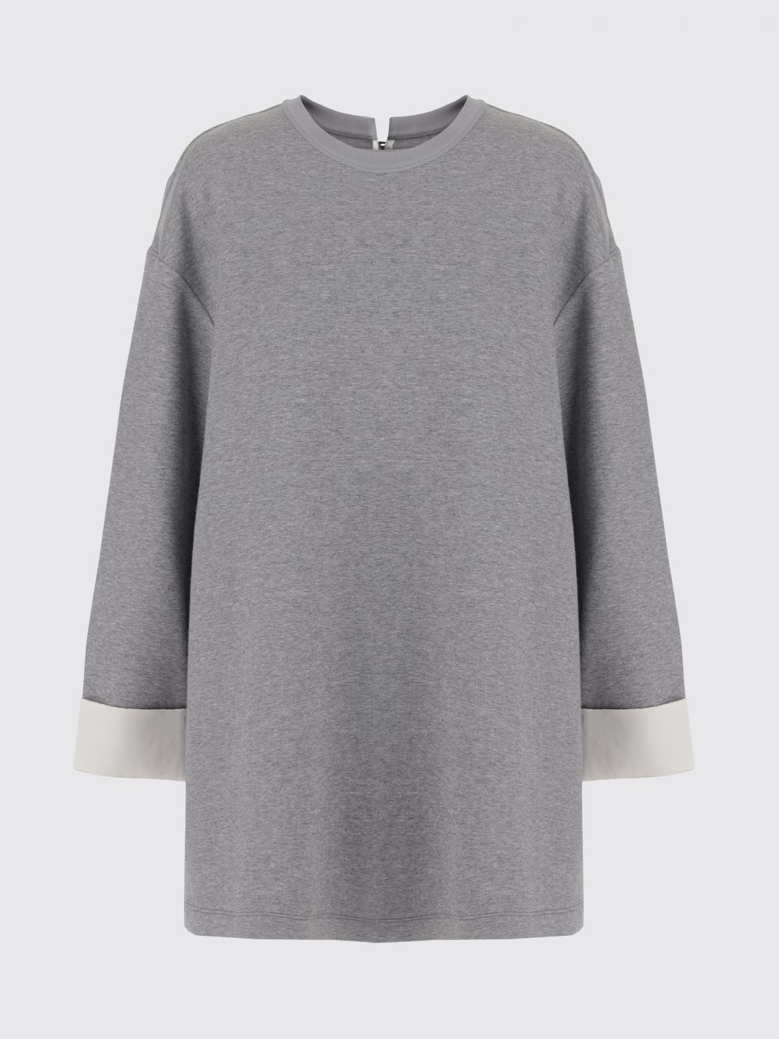 Carven Cotton Blend Sweatshirt With Contrasting Cuffs In Gray