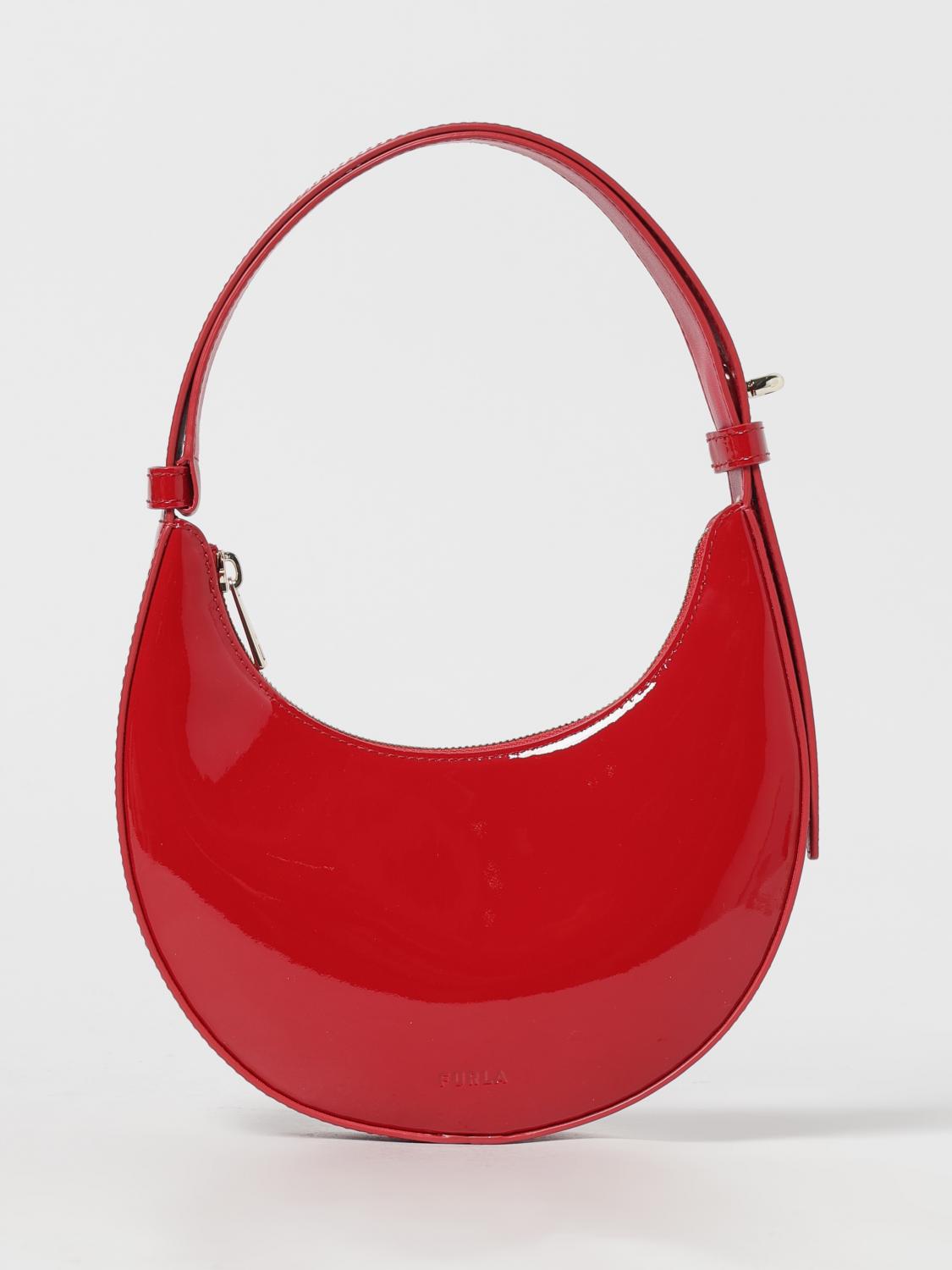 Furla Delight Mini Red Shiny Leather Bag In Red