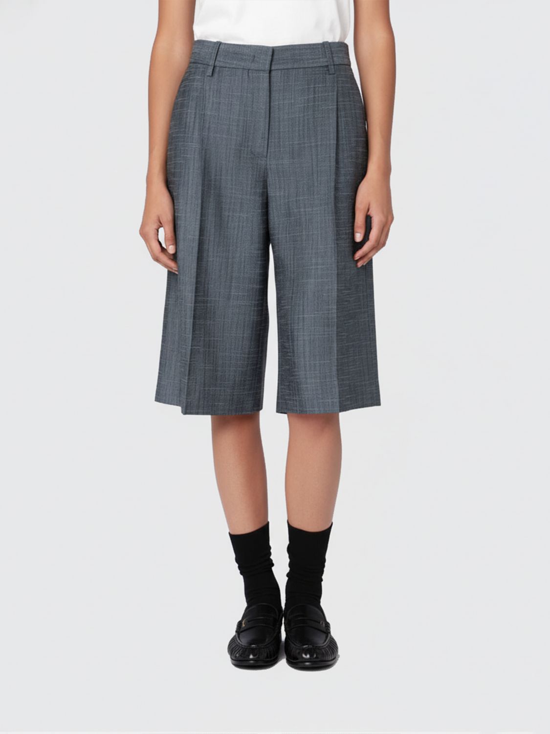 Jil Sander Bermuda In Lana Dark Sky In Gray