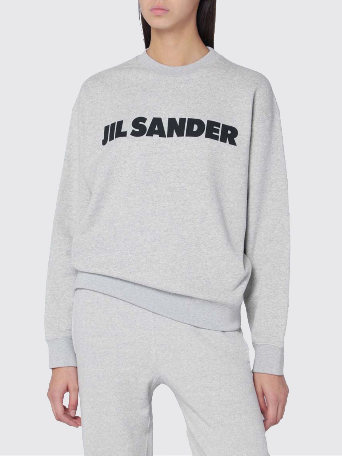 Jil Sander Light Grey Sweatshirt With Logo Print In Gray