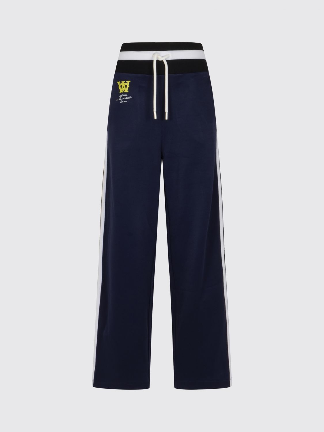 Off-white Logo Printed Drawstring Pants In Blue