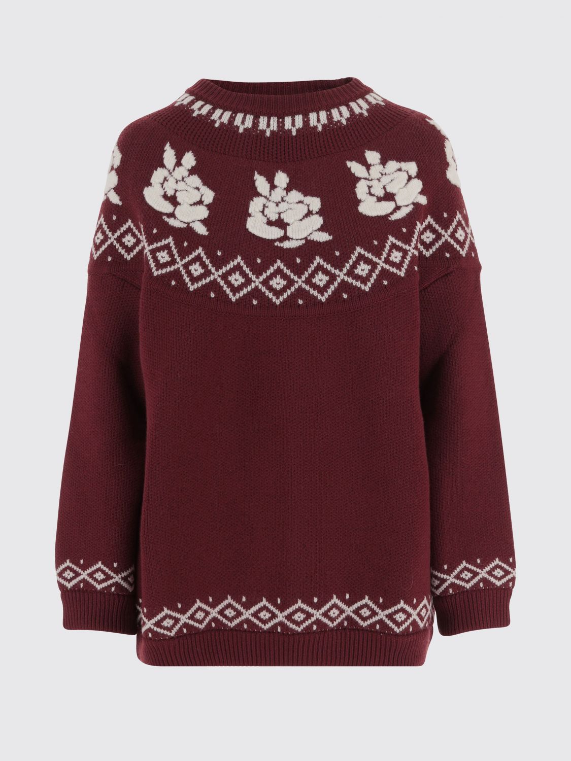 Magda Butrym Wool Sweater With Floral Pattern In Multi