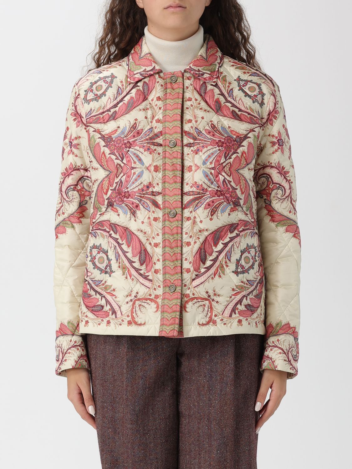 Etro Padded Jacket With Foliage Print. In Multi