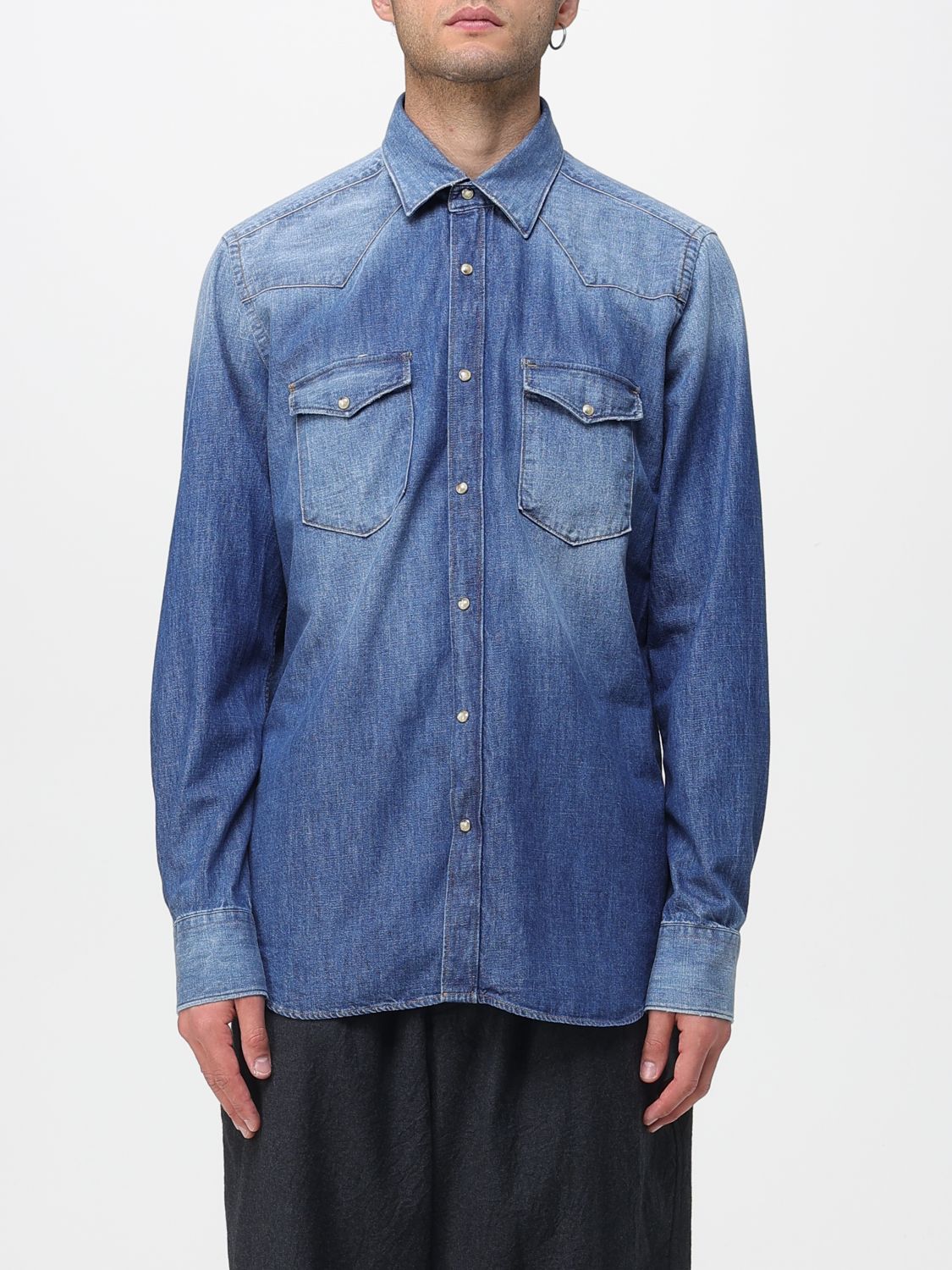 Tintoria Mattei Shirt Men Color Denim In Blue
