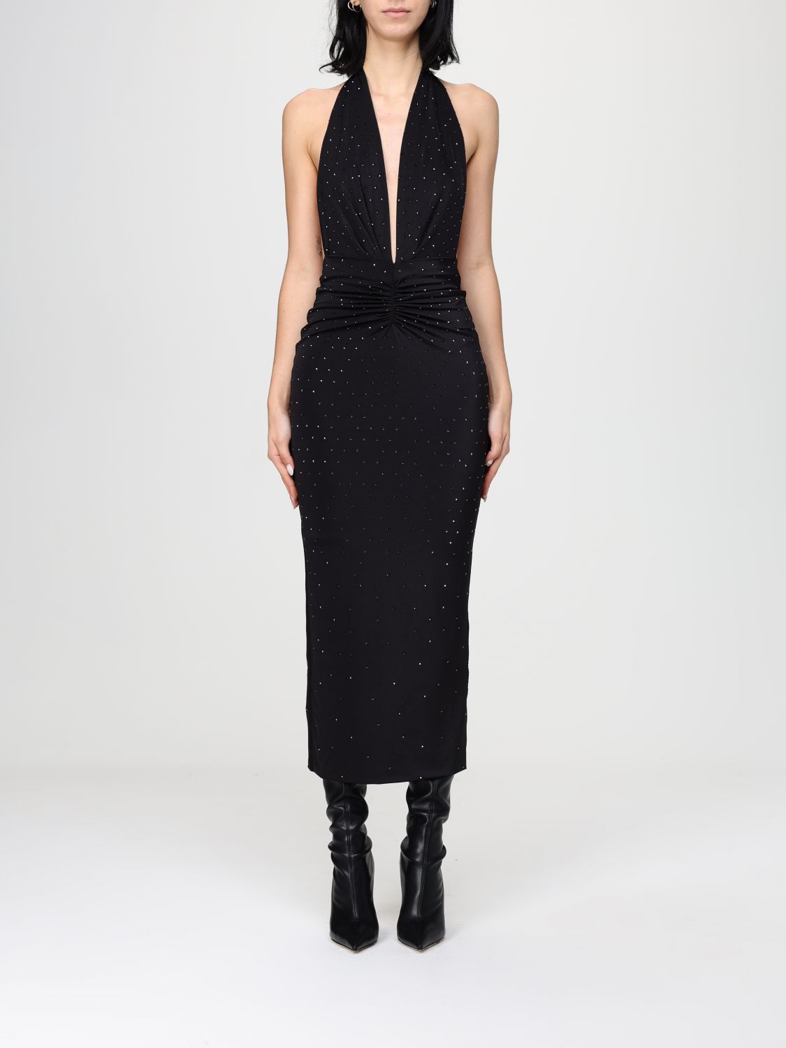 The Andamane Halterneck Midi Dress In Black
