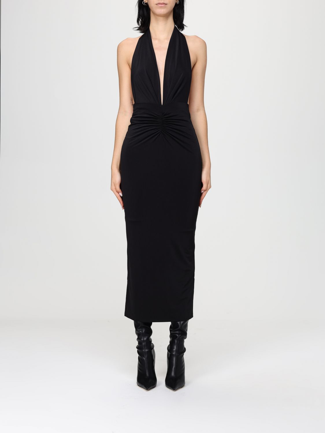 The Andamane 'zendaya' Sablè Jersey Midi Dress In Black