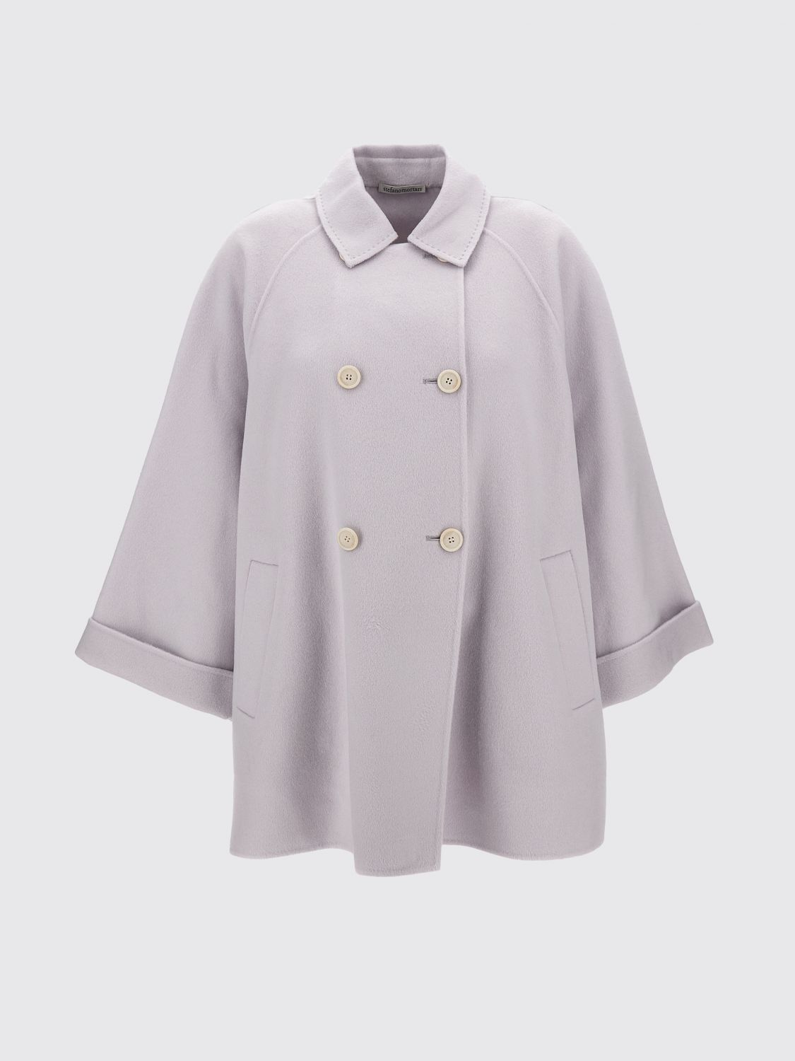 Stefano Mortari Classic Grey Coat With Refined Silhouette In White